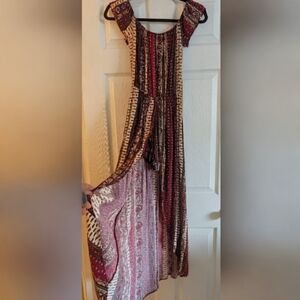 Ambiance Multicolor Off The Shoulder Bohemian Romper Dress Size Small